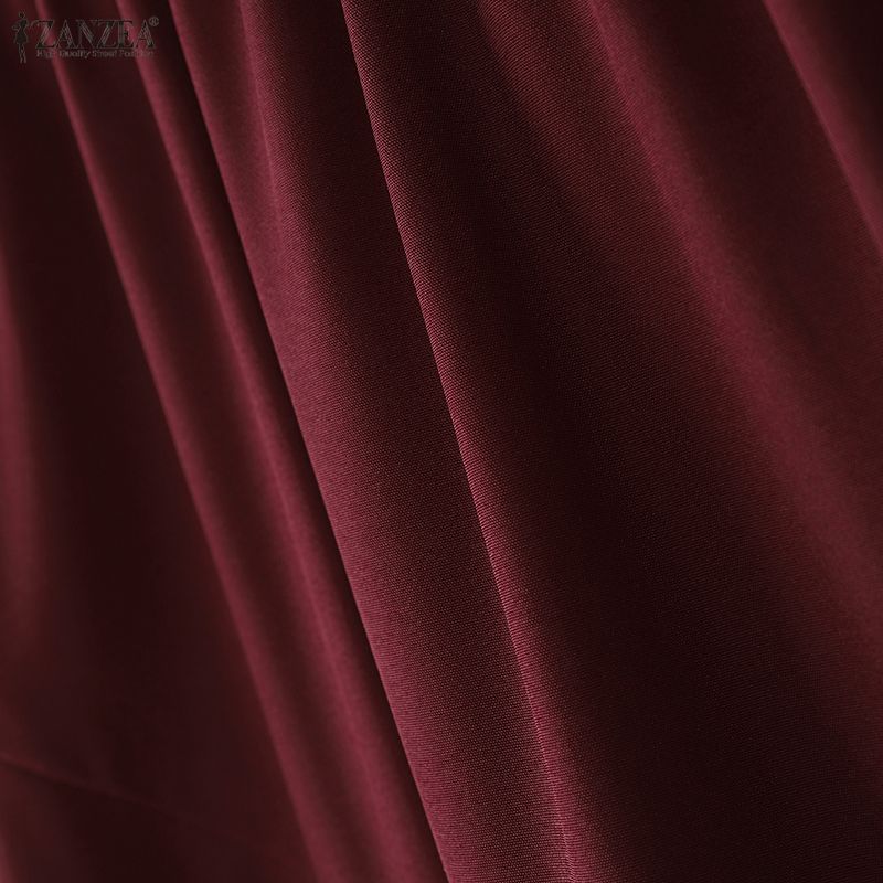 ZANZEA Women Elastic Waist Casual Lace Patchwork Irregular Pleated Skirts