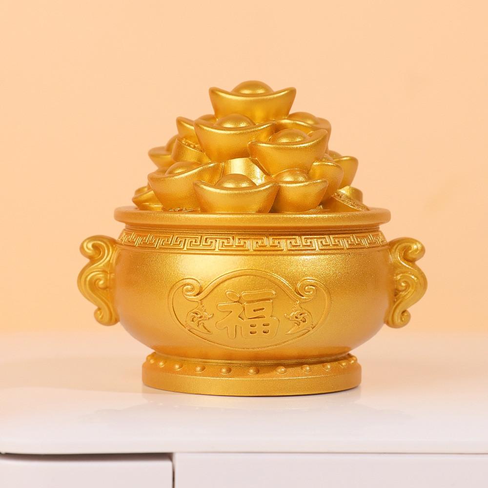 Style Resin Fortune Basin With Prosperity Coins For Office Or Home Decor Gift