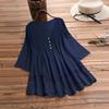 Vintage Three Quarter Lace V Neck Plus Size Top Blouse for Women Summer T Shirt Blouse Blusas