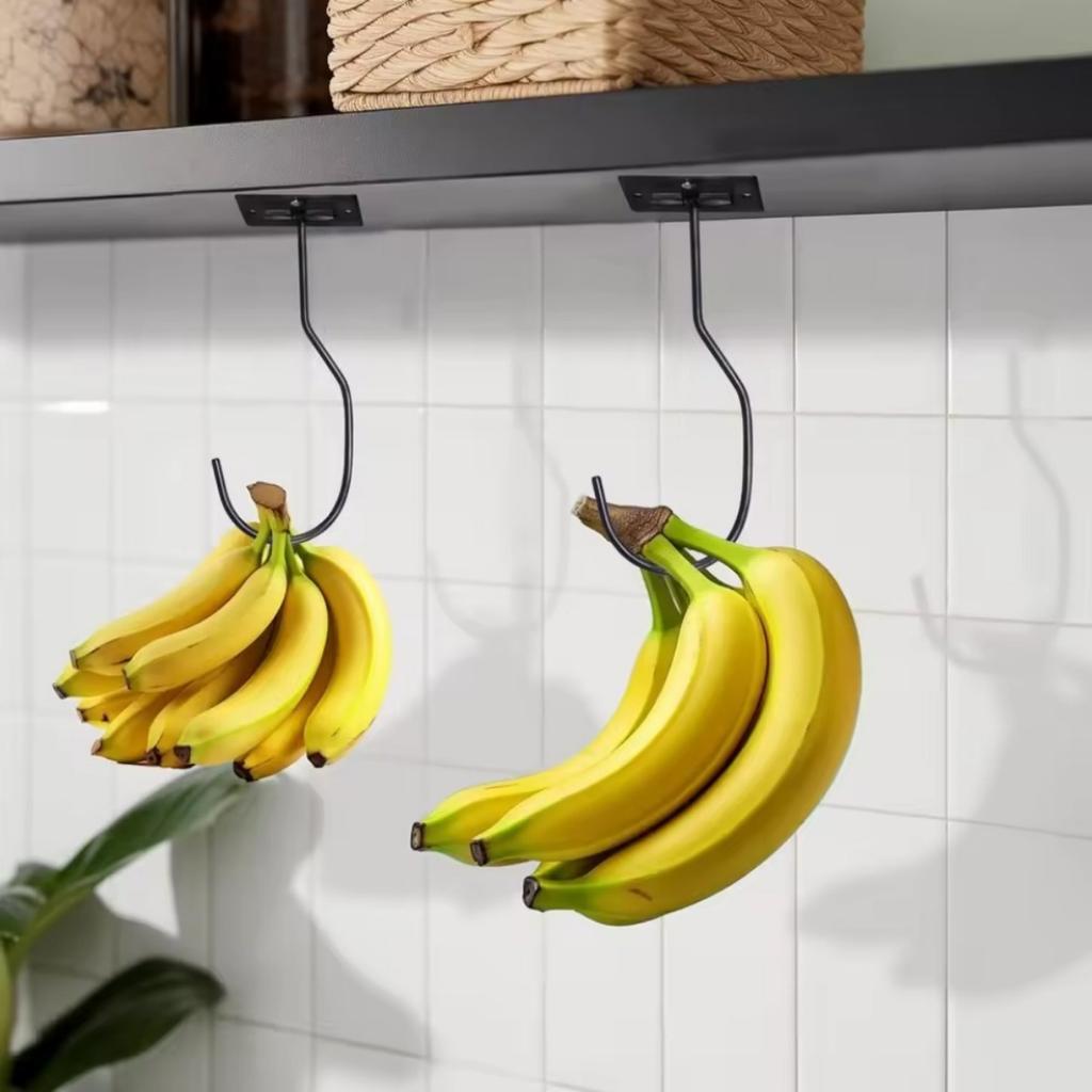 2Pcs/4Pcs Banana Holder Hook Keep Bananas Fresh Under Cabinet Hook Bananas Hanger for Kitchen Items Home Utensils Towel Storage