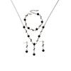 Elegant High-End Women's Retro Silver Fairy Jewelry Set: Black Knight Rose Earrings, Bracelet & Necklace