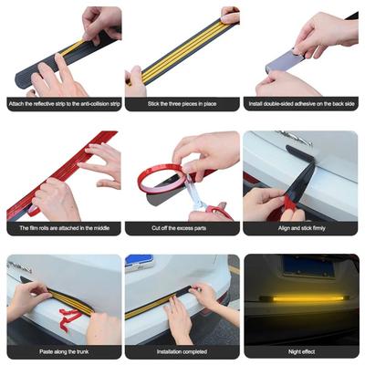 Soft Rubber Car Anti-rear-end Reflective Strip Anti-scratch 80cm Car Trunk Anti-collision Strip Night Warning