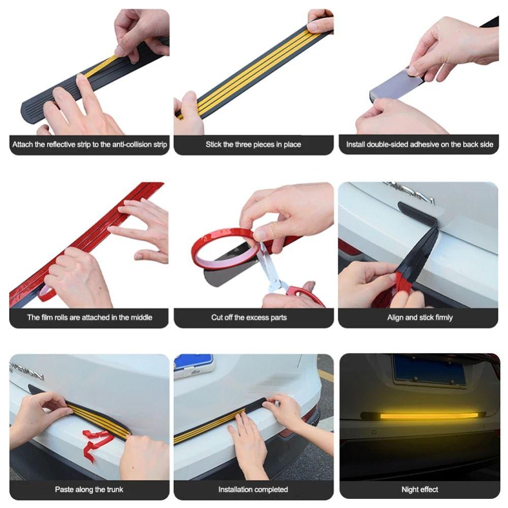 Soft Rubber Car Anti-rear-end Reflective Strip Anti-scratch 80cm Car Trunk Anti-collision Strip Night Warning