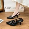 Ladies Sexy Pointed Black High Heels Stiletto Side Empty Shoes Buckle Shallow Mouth Fashion Shoes