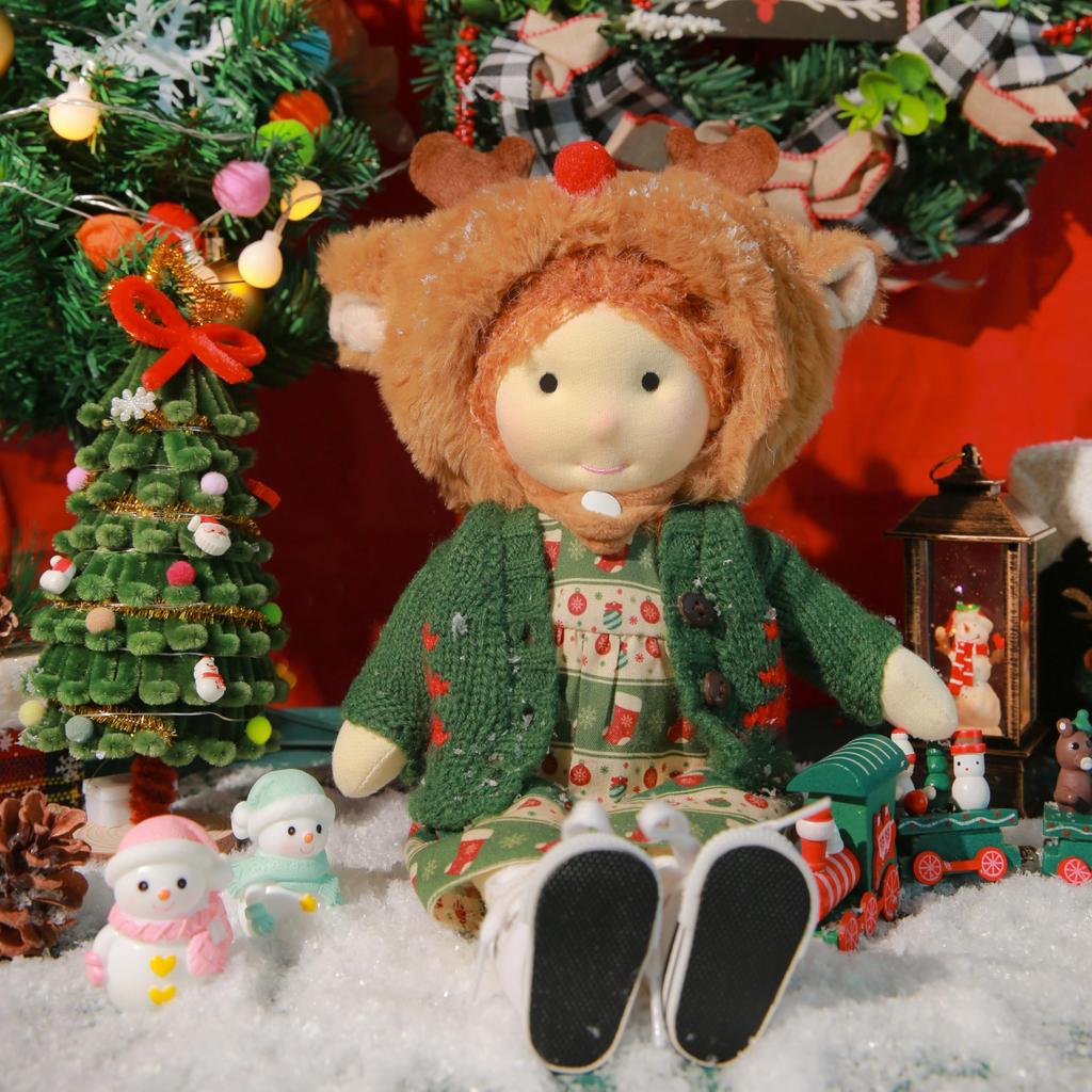 BlissfulPixie Handgefertigte Waldorfpuppe - Cora, 30cm, Weich, Niedliches Plüschtier für Mädchen, Perfekt für Kinder