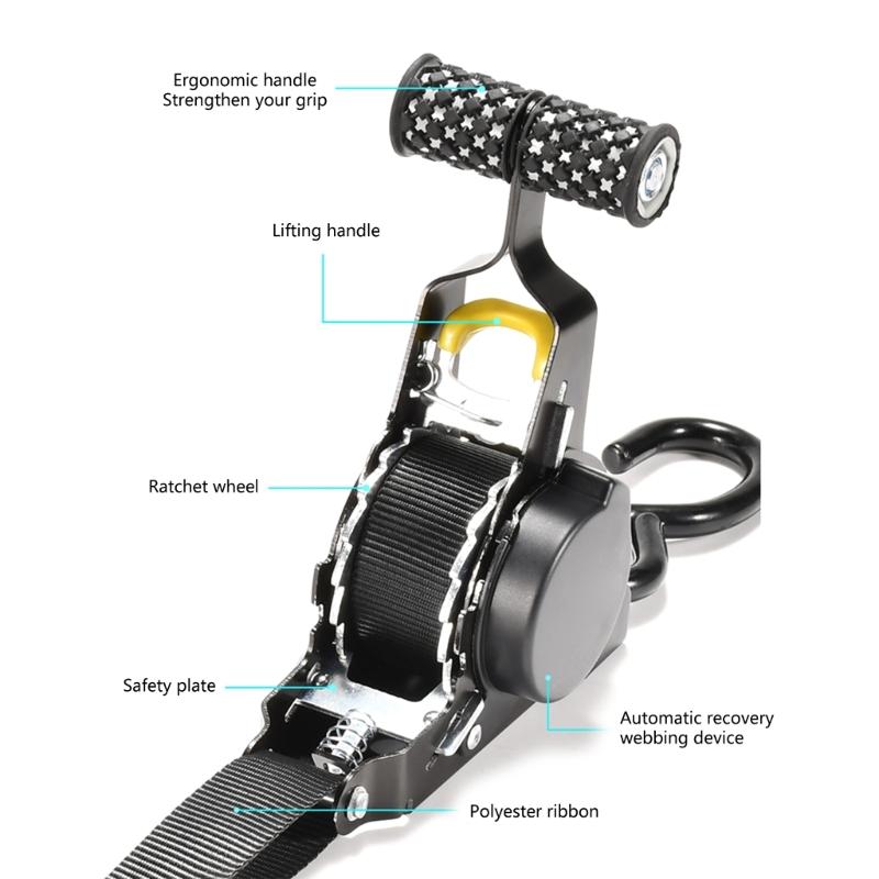 Auto Straps For Cargo Tape Retractable Belts For Load Luggage Strap Ratchet Tensioner Belt For Motorcycles Ratchet Strap For Car