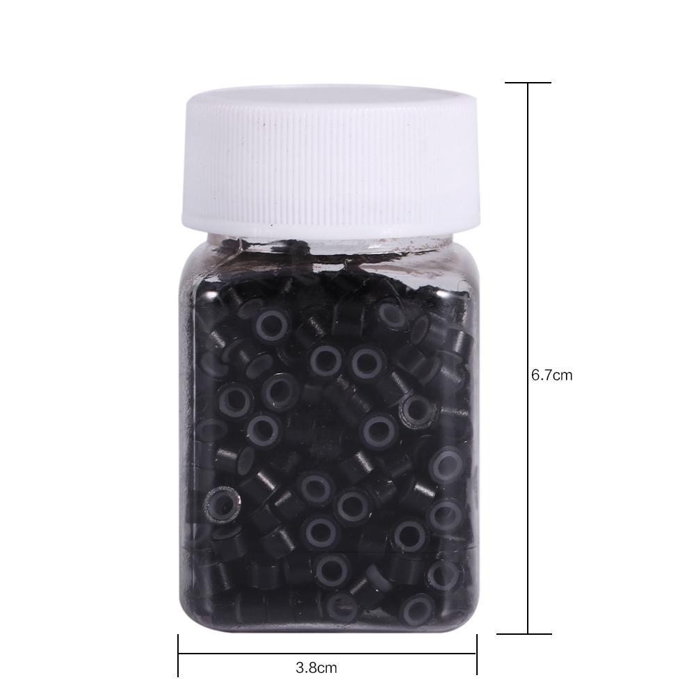 Hair Extension Beads 200/500/1000/2000PCS 3X5mm Silicone Lined Hair Extension Link Rings Beads Loops Tools 12 Types