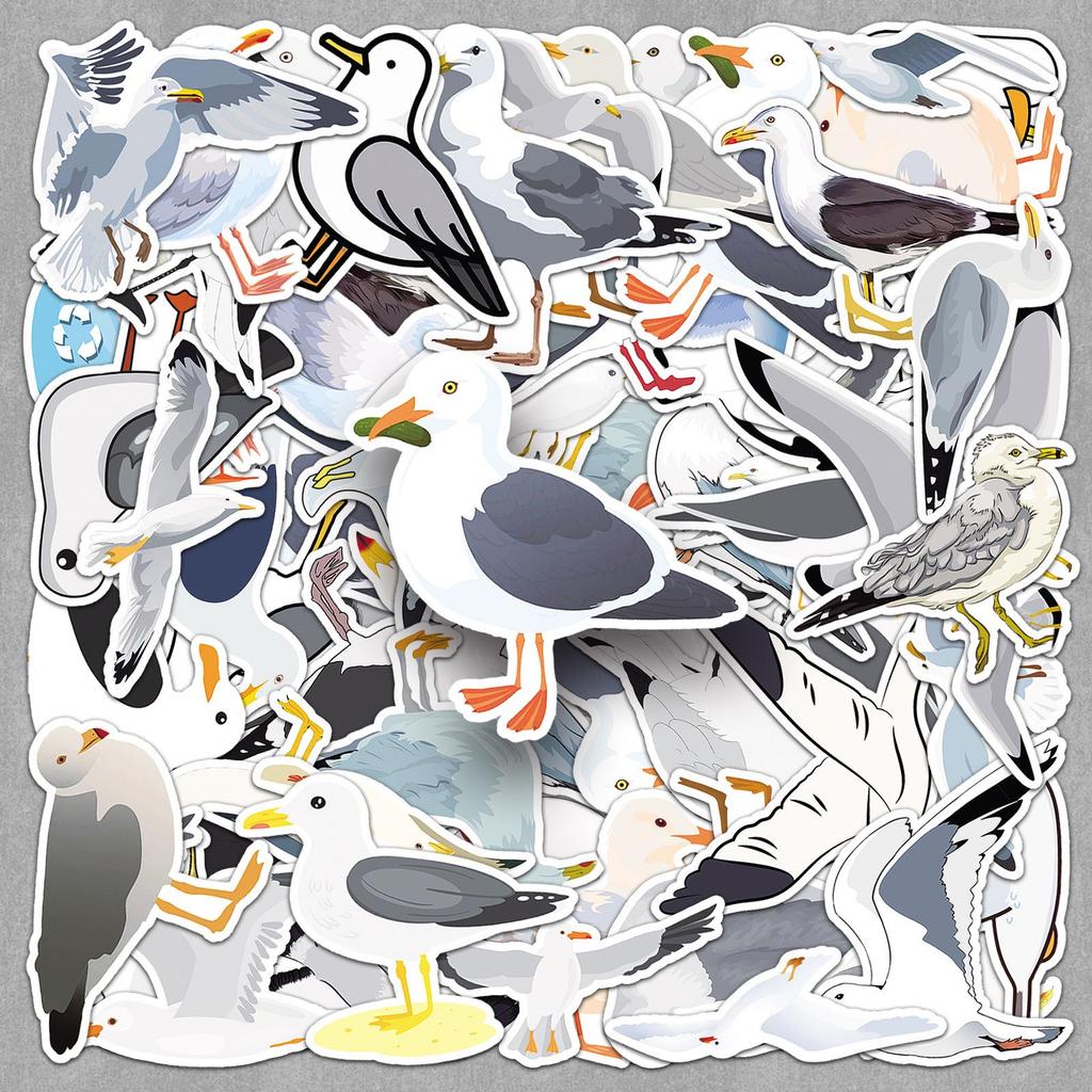50 Seagull Stickers: Cute Q Version Small Birds & Animals for Journals, Laptops & Decoration