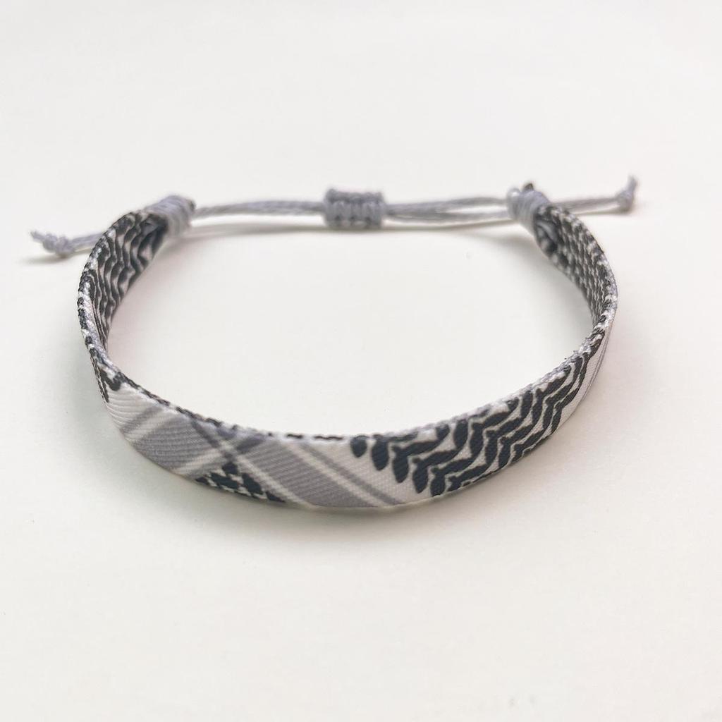 Arabic Geometric Ribbon Bracelet: Hand-Woven, Adjustable Ethnic Style