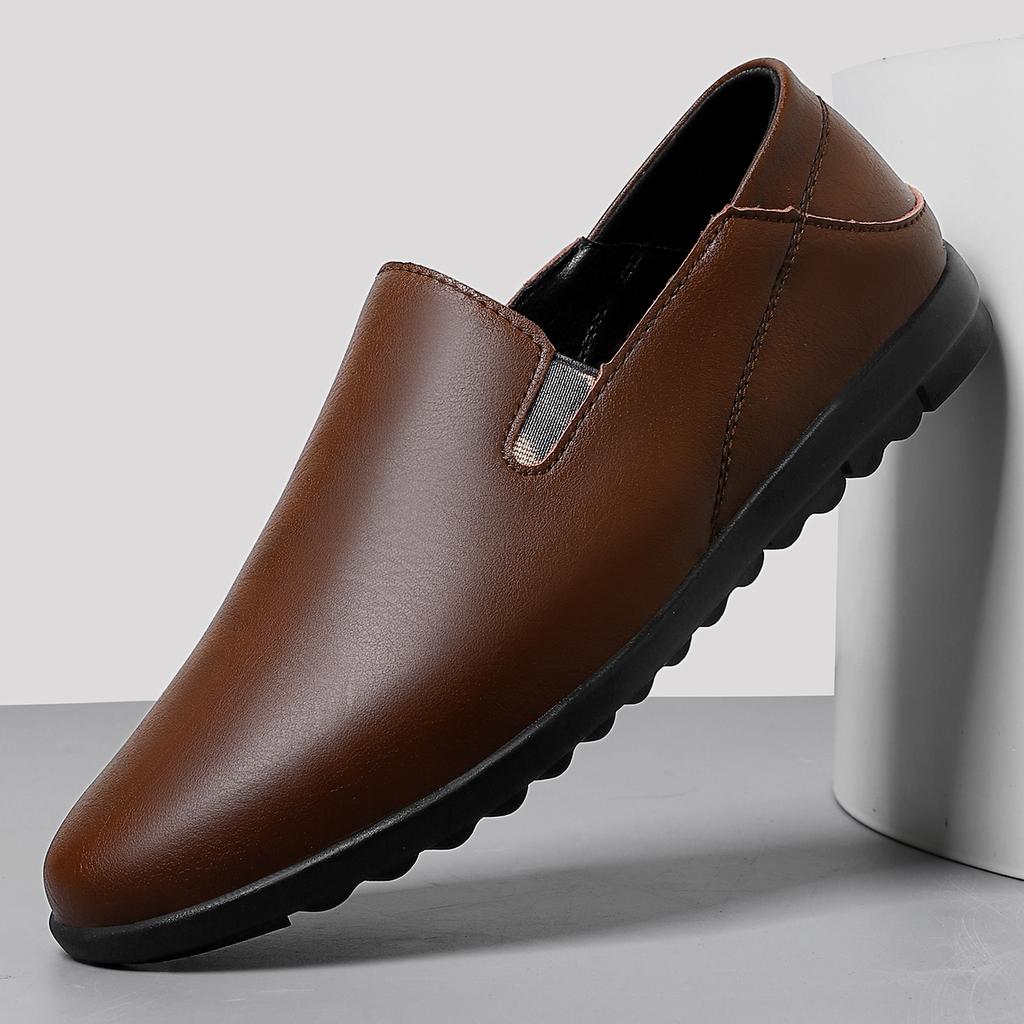 Mode 2024 Nya Herr Sommar Loafers Skor Äkta Läder Mjuka Herr Casual Slip-on Utskurna Skor Kohud Sommar Loafers