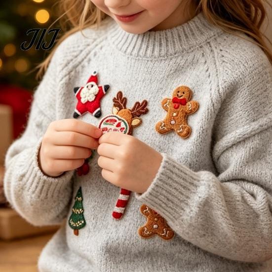 3D Embroidery Patch Christmas Felt Brooch Kit for Beginners, DIY Decorative Pins Set with Tools, Creative Sewing Projects Handmade Art Crafts Festive