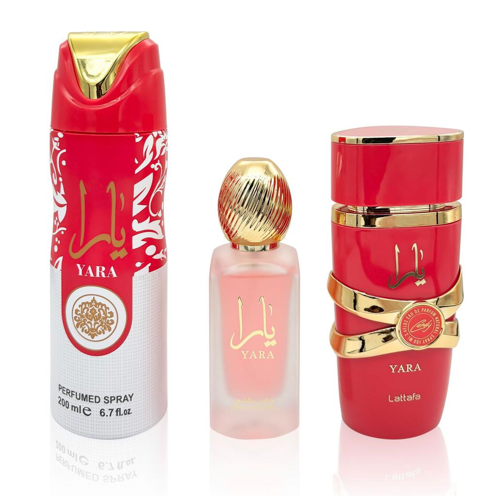 Lattafa Yara Candy Perfume Trio Set for Women, Middle Eastern Arabic Fragrance, Sweet Candy Scent, Long Lasting, Gift Box
