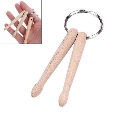 Beech Wood Mini Drum Sticks Keychain for Drummer
