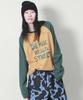 Deumakeu Real Street Color Mix Raglan Long Sleeve T-Shirt Khaki & Mustard