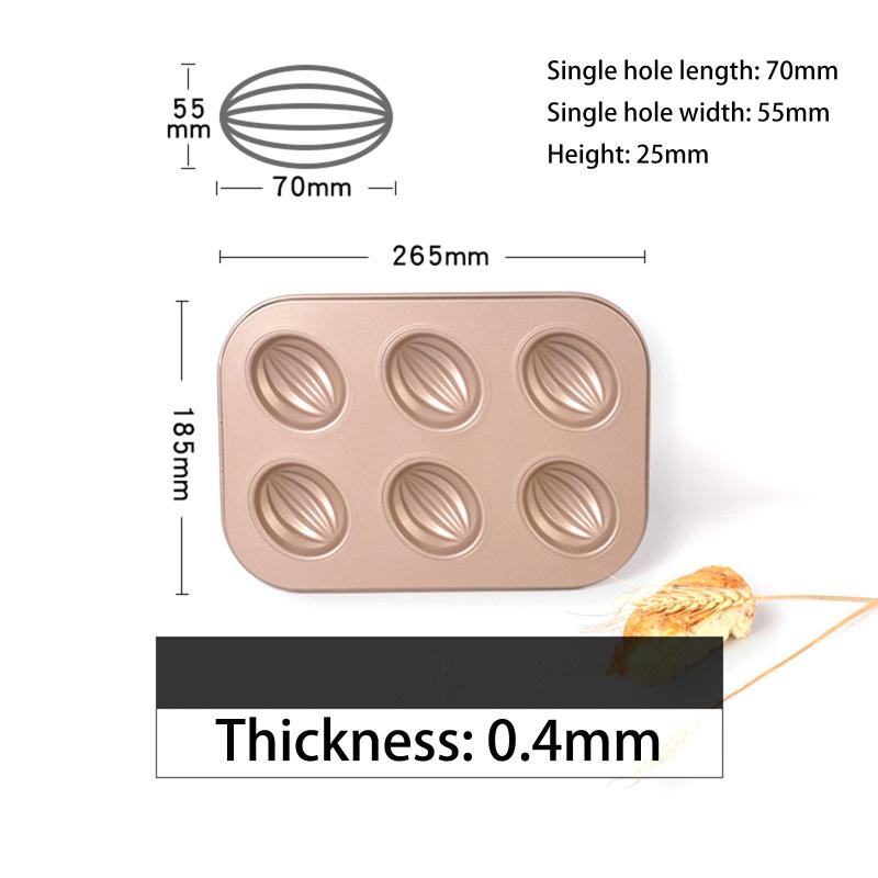 High-quality 6/9/12 Cavity Cake Mold Non-stick Coating Olive-shaped Baking Tray DIY Carbon Steel Muffins Moulds Kitchen Home