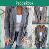 Plaid Jacket Women Fall Winter Button Closure Lapel Collar Midlength Suit Coat