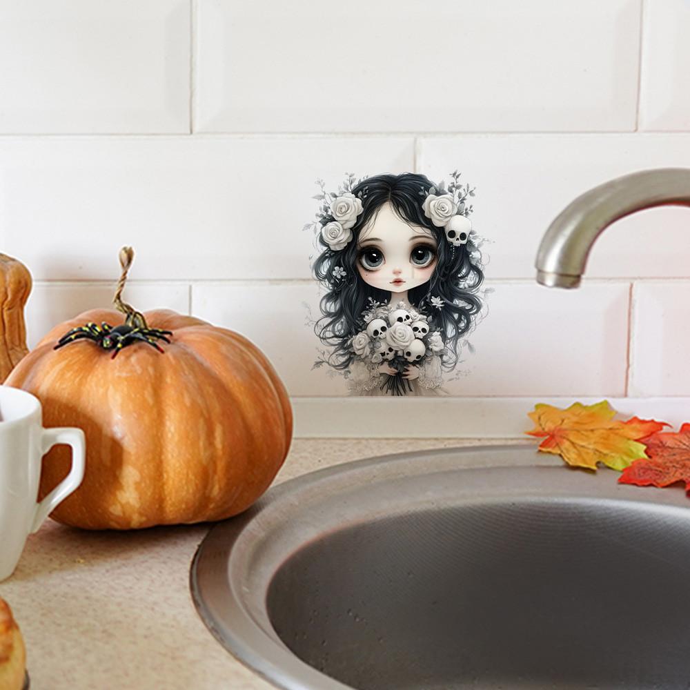 Creative Halloween Girl Skeleton Rose Bundle Pattern Paste Decoration Wall For
