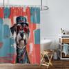 1Pc Cartoon Puppy Waterproof Shower Curtain Bathroom Partition Hanging Curtain Shower Door Curtain With 12 Hooks