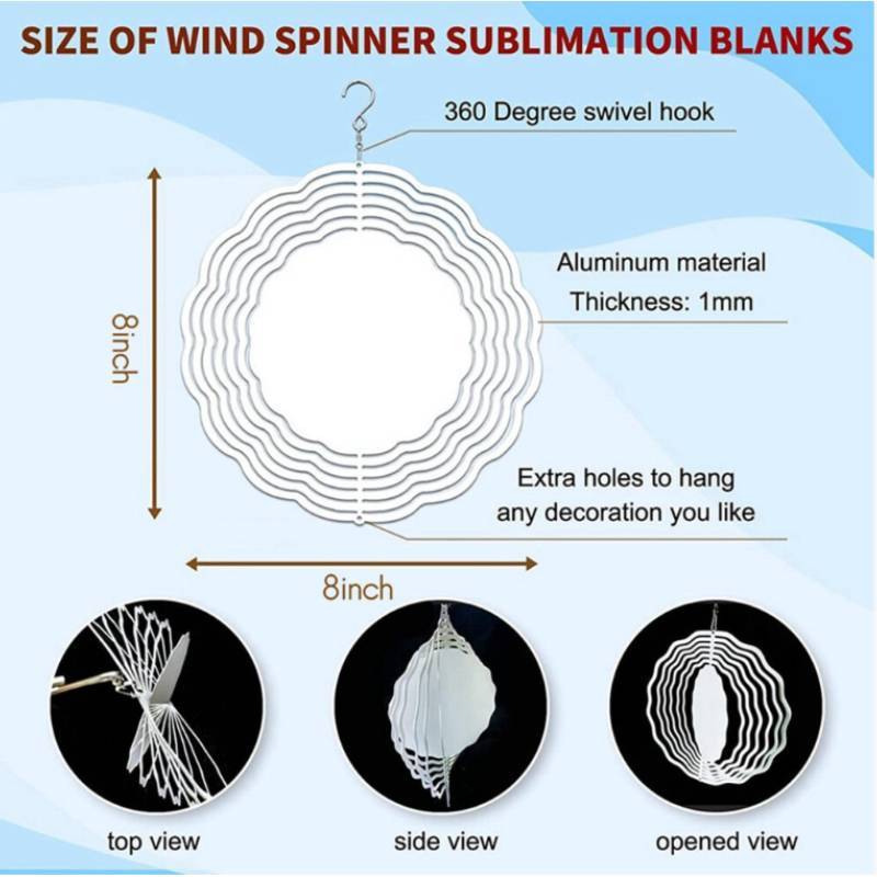 Aluminum Diy Heat Transfer 3d Wind Chime Hanging Ornament For Home Decor And Gift