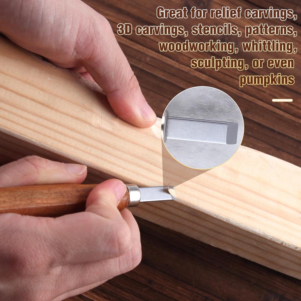 SPEEDWOX Carving Knife Includes and Beveled and Includes a Storage Pouch 12-Piece Set, Round, Triangular, Flat, Blades,
