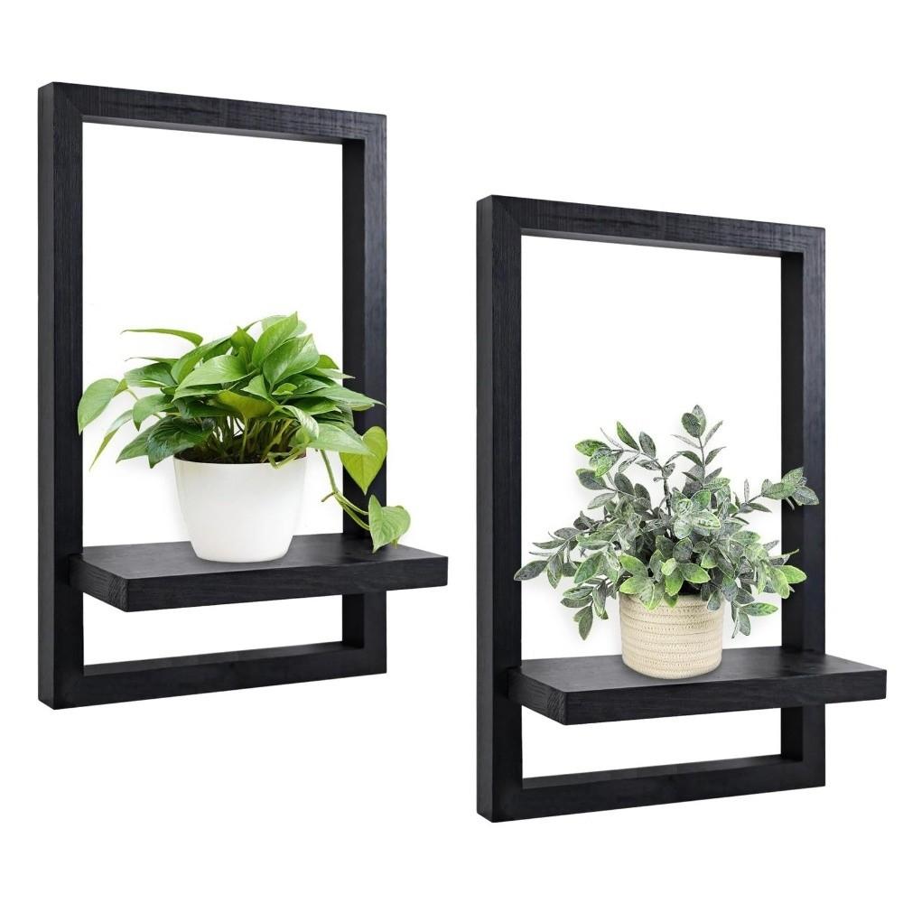 Floating Style Wooden Wall Shelf Square Wall Mounted Shelf Rustic Storage Rack Candles