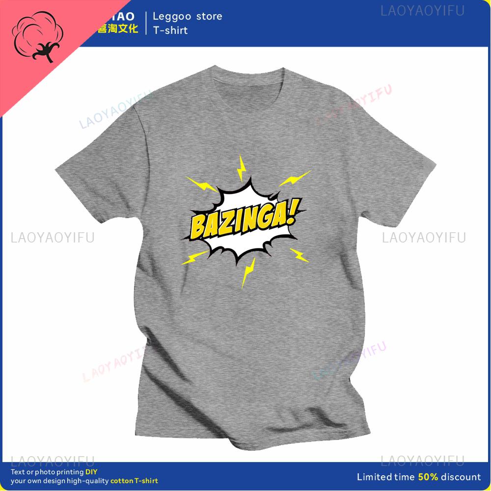 Big Bang Theory Bazinga Tshirt Mens Cotton Shortsleeved Sheldon Cooper Casual Everyday Streetwear