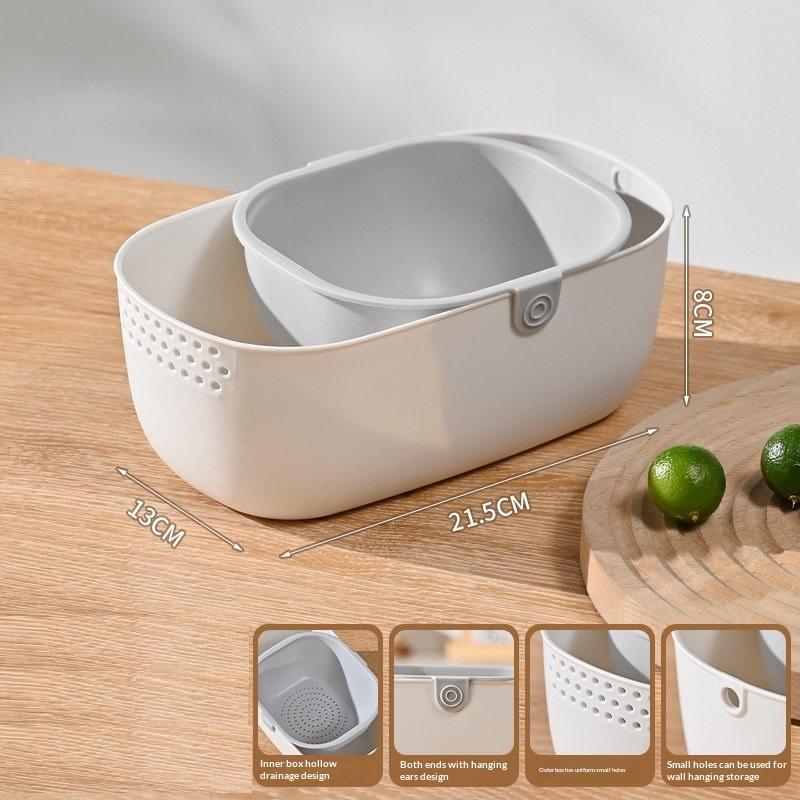 Double-Layer Snack Fruit Food Storage Box Household Fruit Plate Drain Tray Special Storage Basket For Lazy People
