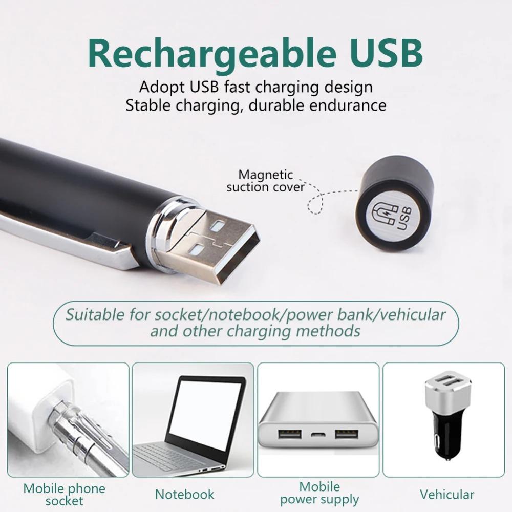 2 in 1 Nursing Flashlight USB Rechargeable Medical Handy Pen Light LED Torch Lamp with Stainless Steel Clip Pocket