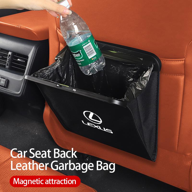 FIQK8 Car Seatback Trash Can Magnetic Waste Bag Garbage Pouch Accessories For Lexus UX250h RX450h CT200h RX400h NX300h RX350 RX300