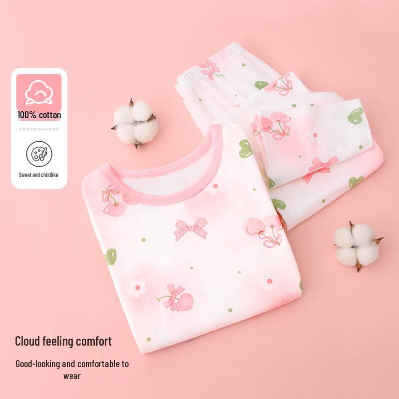 Girls' Pure Cotton Long-Sleeve Pajama Set