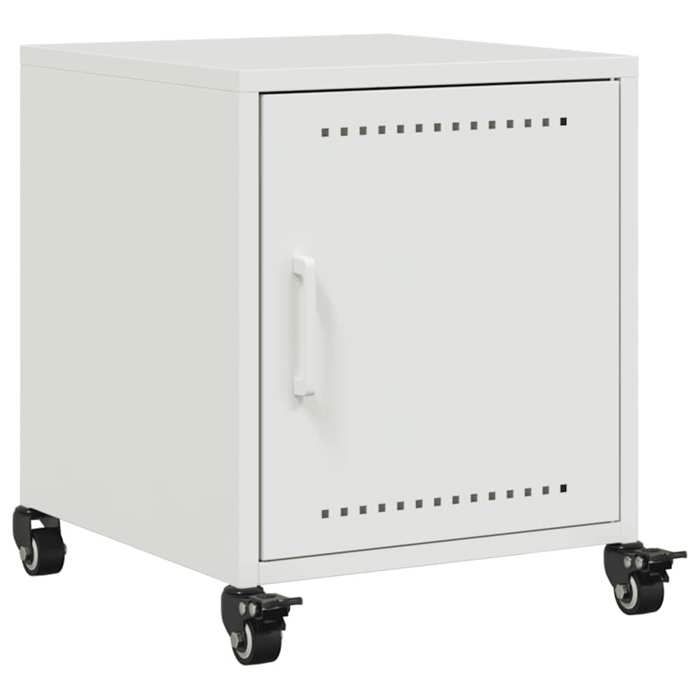 VidaXL Bedside Table White 36x39x43.5 Cm Steel, Cabinet, Side Cabinet, Phone Stand, Bedside Table, Furniture 846624