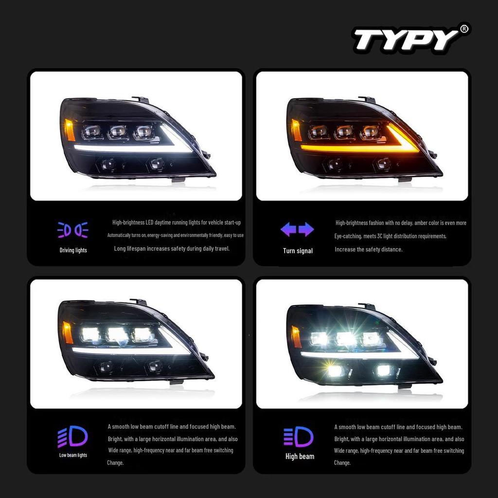 98-03 Lexus RX LED Projector Headlights with DRL & Sequential Turn Signals