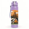 1PC Camping Tent Mountain Sunset Print 750ml Color Plastic Sports Water Bottle Leakproof Flip Straw Lid Suitable for Sports Office Home Use