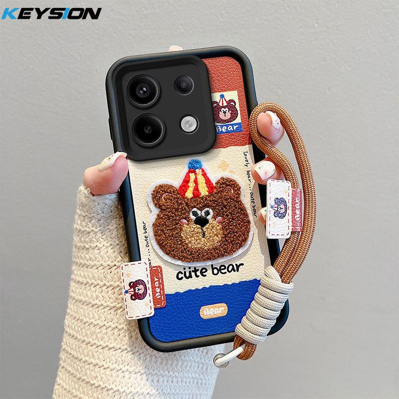 

KEYSION Cartoon Cute Plush Embroidery Case for Xiaomi POCO X6 with Lanyard Silicone Shockproof Phone Cover for Redmi Note 13 Pro 5G for Redmi Note 13 Pro 5G