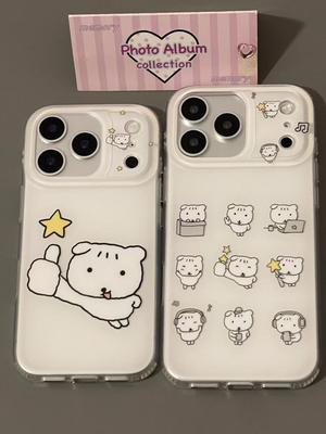 Summer Star Line Little White Dog Cute Cartoon Phone Case For iPhone 17 Air 16 15 14 13 12 11 Pro Max 16 15 Plus Hard Y2K Cove