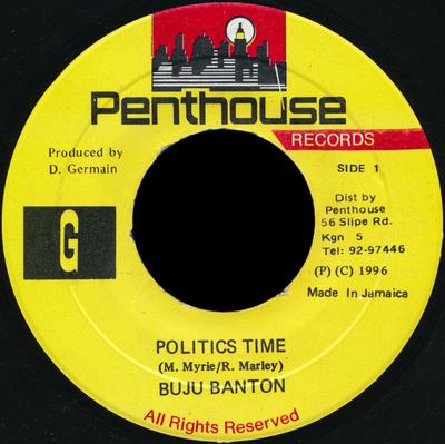 7inch Record BUJU BANTON - Politics Time NONE Penthouse Recor 1996 Jamaica Reggae, Ska & Dub Used