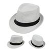 Outdoor Gentlemen Trilby Hat Straw Weaving Fedoras Hat Teens Festival Proms Hat