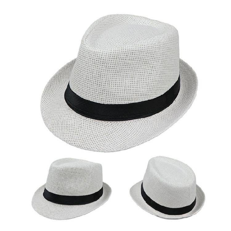 Outdoor Gentlemen Trilby Hat Straw Weaving Fedoras Hat Teens Festival Proms Hat