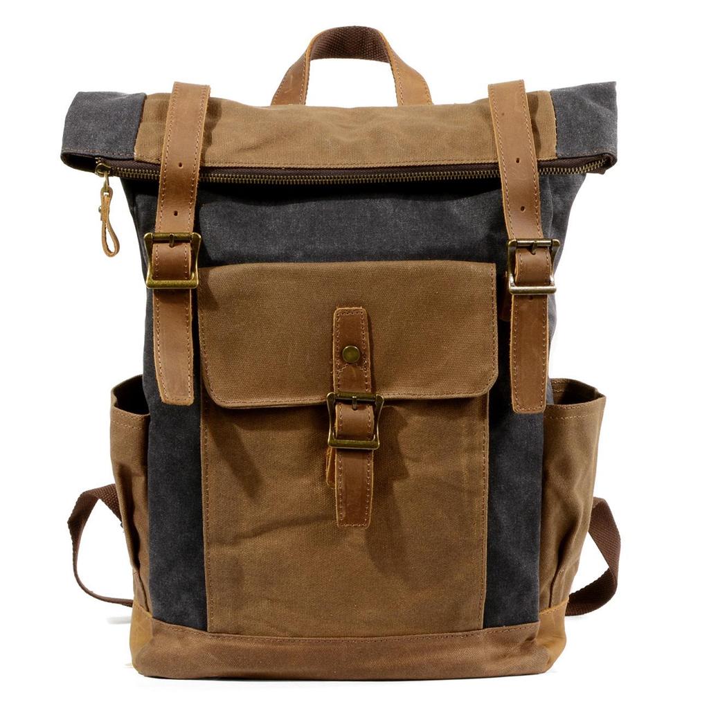 Muchuan Waxed Canvas Backpack: Large, Casual European & American Style, Waterproof Travel Bag for Men