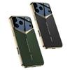 GKK For iPhone 17 Pro Max Case Matte Leather Coated PC Phone Cover with Electroplated Golden Edge