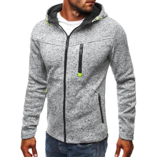 Men Hoodie Zipper Warm Solid Color Winter Men Fleece Hooded Sweatshirt Pullover for Daily Wear