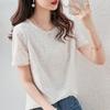 2024 Women's Summer Temperament Lace Embroidered Chiffon Top – Short-Sleeved, Loose Fit, Round Neck, White.