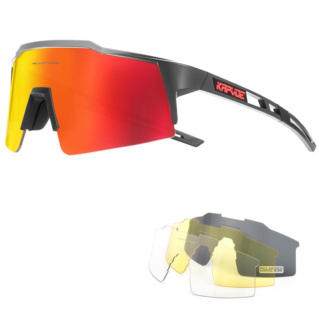 Kapvoe 4lens Cycling Glasses Sunglasses Cycling Goggles Outdoor UV400 Sports Protection MTB Road Mountain Bicycle Drive 4lens