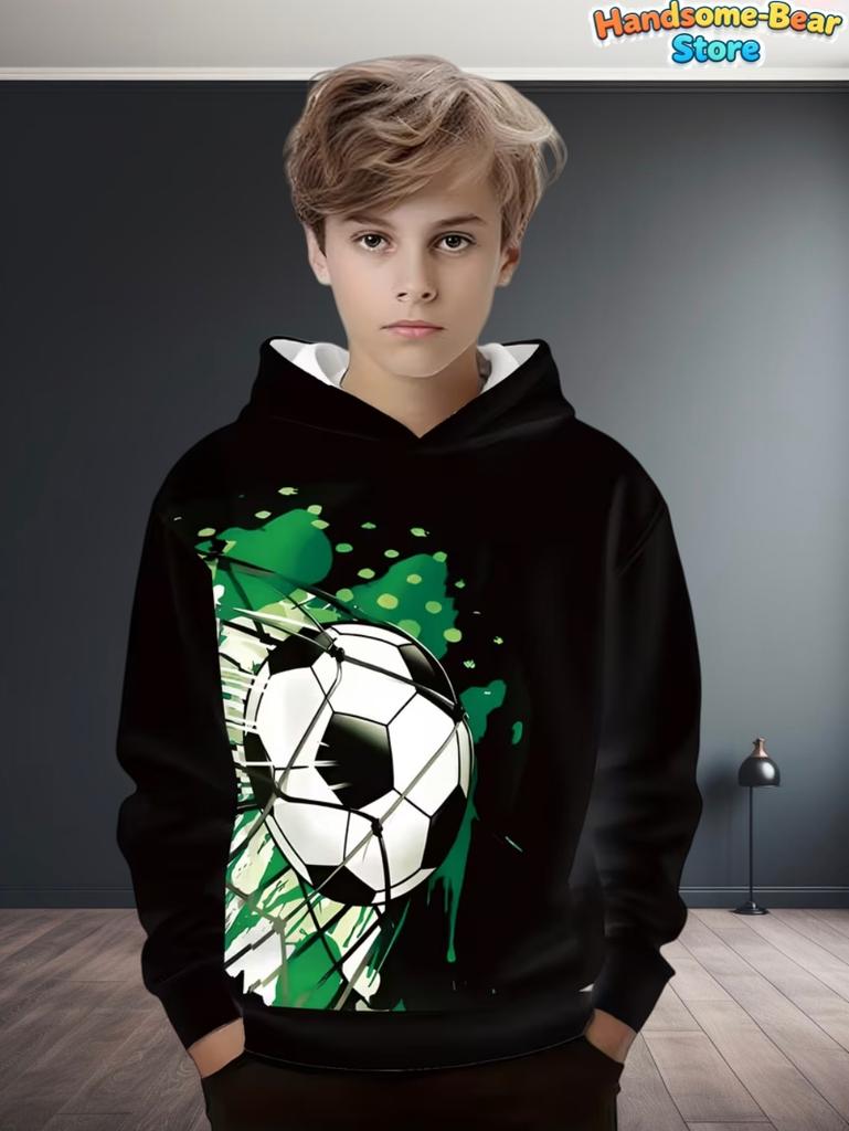 Kids Clothes Boys Hoodies Long Sleeve 3D Football Print Children Spring Fall Clothes Casual Outdoor Active Boys Clothing Tops