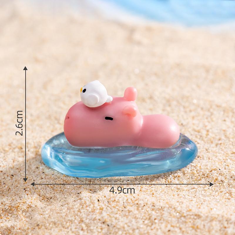 Mini Pink Capibara Ornament Cartoon Capybara Micro Landscape Model Dollhouse Decoration Car Interior