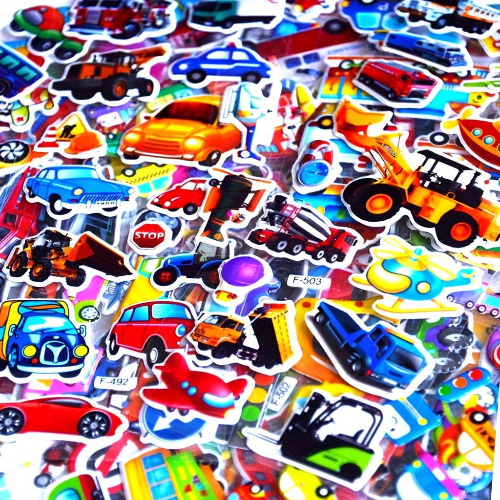 12pcs Vehicle Stickers Cars Fire Trucks Traffic Construction Buses Airplane Rocket and More 3D Puffy Stickers for Living roomZSY