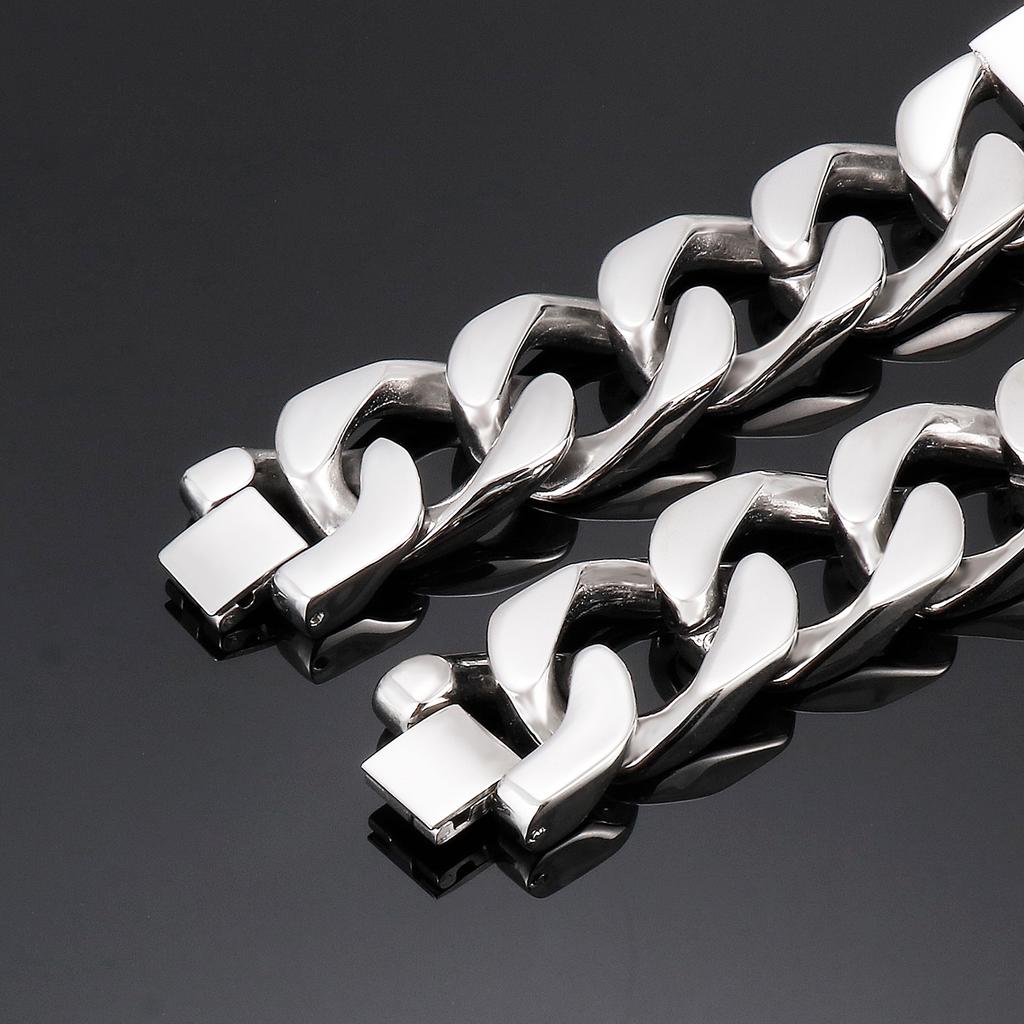 Stainless Steel Cubic Zircon Men's Bracelet Hip Hop Chunky Shiny Trend Jewelry Heavy Cuban Chain Accessories Gift