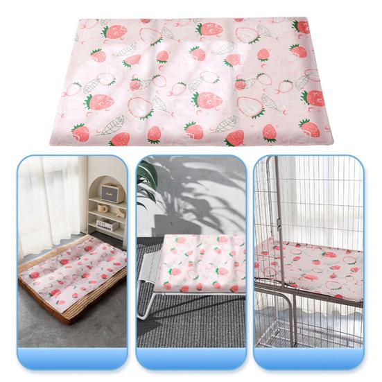 Pet Cooling Pad Strawberry Pattern Self Cooling Pet Bed for Cats And Small Dogs Summer Pet Mat for Kennel Crates Sofa Floor