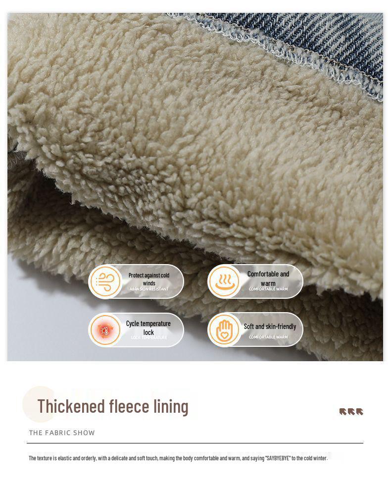 Girls' Winter Fleece-Lined Jeans: Alpaca Fleece One-Piece Warm Casual Pants