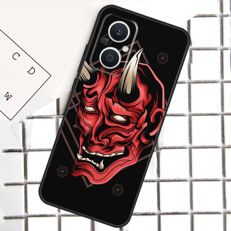 Samurai Oni Mask Phone Case For OPPO Reno 8T 7 8 Lite 14F 14 13 12 11 F 10 Pro OPPO Find X8 X6 X5 X9 Pro Cover
